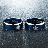 Από ανοξείδωτο ατσάλι Her King His Queen Couple Rings Κοσμήματα για τους λάτρεις της απλής μόδας αξεσουάρ δώρου γάμου Χονδρική