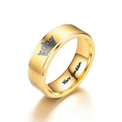 Από ανοξείδωτο ατσάλι Her King His Queen Couple Rings Κοσμήματα για τους λάτρεις της απλής μόδας αξεσουάρ δώρου γάμου Χονδρική
