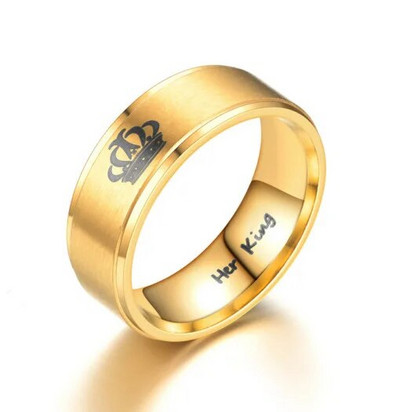 Από ανοξείδωτο ατσάλι Her King His Queen Couple Rings Κοσμήματα για τους λάτρεις της απλής μόδας αξεσουάρ δώρου γάμου Χονδρική