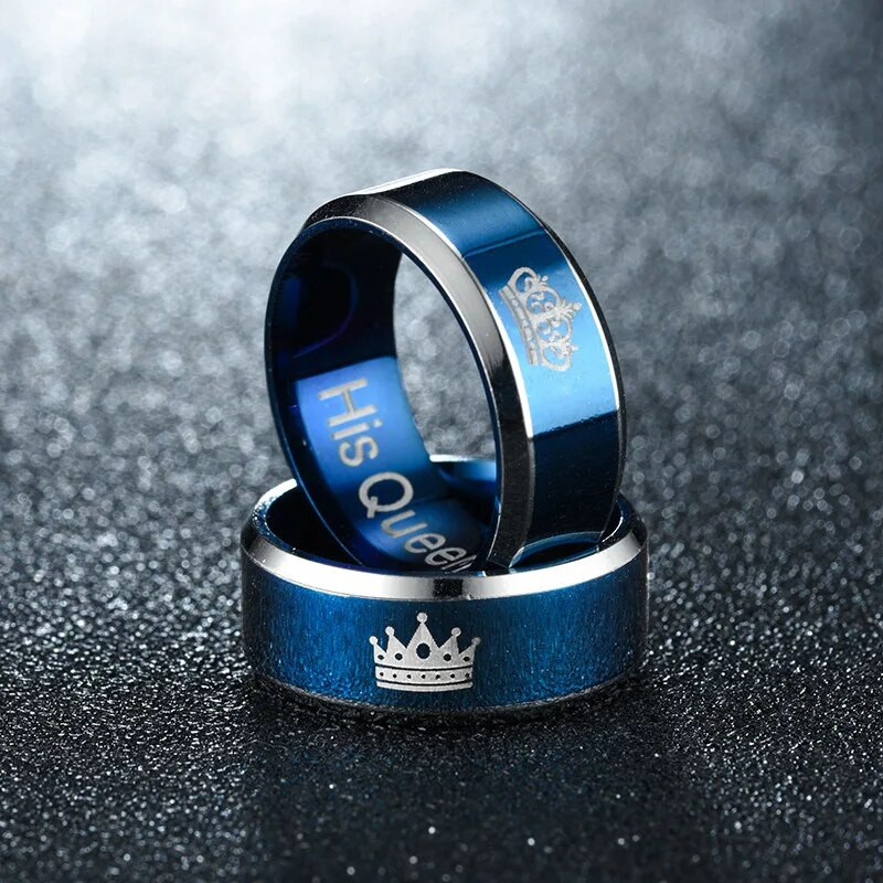 Από ανοξείδωτο ατσάλι Her King His Queen Couple Rings Κοσμήματα για τους λάτρεις της απλής μόδας αξεσουάρ δώρου γάμου Χονδρική