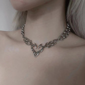 Punk Rock Totem Flame Hollow Love Heart Κολιέ για γυναίκες Unisex Hip Hop Χοντρές Αλυσίδες Choker Egirl Party Club Dancing Jewelry
