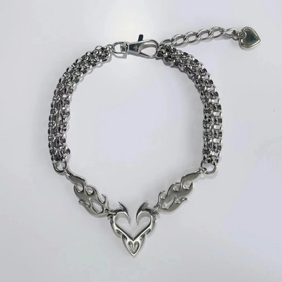Punk Rock Totem Flame Hollow Love Heart Κολιέ για γυναίκες Unisex Hip Hop Χοντρές Αλυσίδες Choker Egirl Party Club Dancing Jewelry