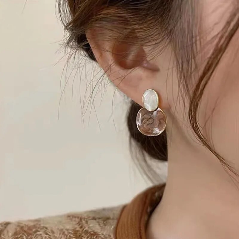 Jauni korejiešu modes fantāzijas gaiši grezni Klein zili ģeometriski auskari sievietēm Izsmalcināti daudzpusīga stila kulonu auskari dāvanas