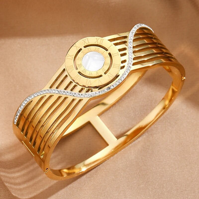 316L rozsdamentes acél karkötő vadonatúj római számokkal varázslatok csillogó kristály dizájn ingyenes szállítás