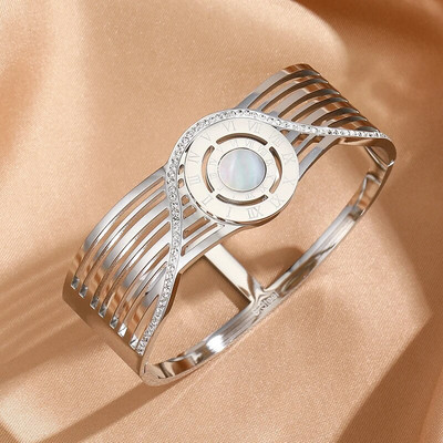 316L rozsdamentes acél karkötő vadonatúj római számokkal varázslatok csillogó kristály dizájn ingyenes szállítás