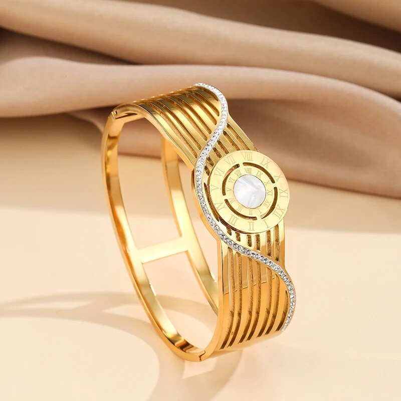 316L rozsdamentes acél karkötő vadonatúj római számokkal varázslatok csillogó kristály dizájn ingyenes szállítás