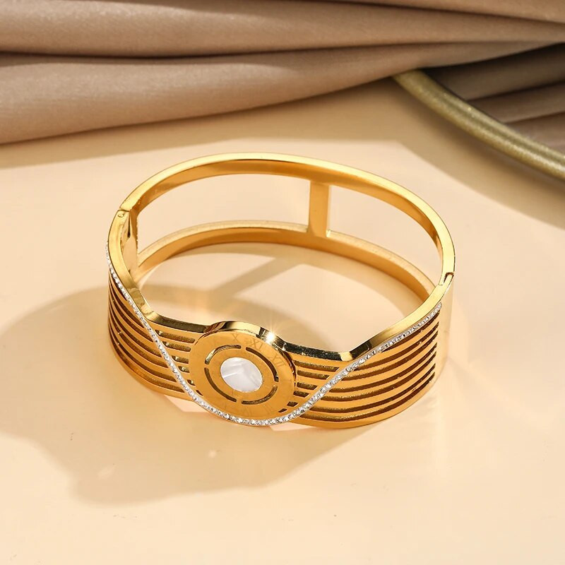 316L rozsdamentes acél karkötő vadonatúj római számokkal varázslatok csillogó kristály dizájn ingyenes szállítás