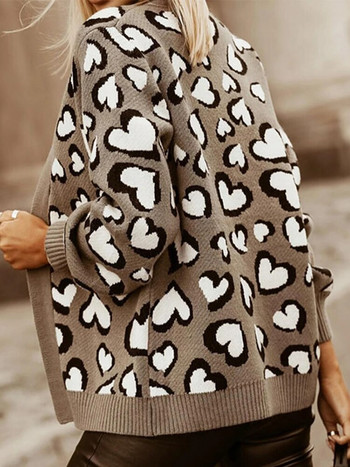 2023 Γυναικεία φαρδιά μακρυά ζακέτα με μακρυμάνικο V λαιμόκοψη Street Hipster στυλ Πλεκτό πουλόβερ ζακέτα