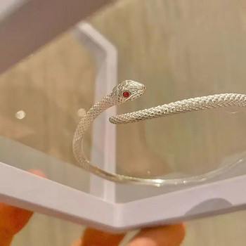 Креативна пънк ретро гривна с форма на змия на ръка Дамска сребърна цветна регулируема отворена гривна Парти бижута Коледен подарък