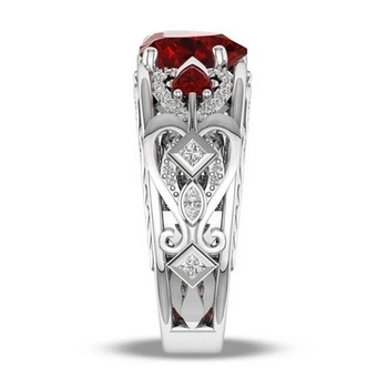 Нови дамски пръстени с червено сърце и цвете от роза за влюбени Модел от неръждаема стомана Мъжки пръстени за двойки Бижута Сватбени ленти