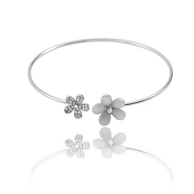 Klassikaline luksuslik trendikas naiste kristallist kaheleheline viieleheline India lilleline mansett käevõru, roostevabast terasest ehe kingitus