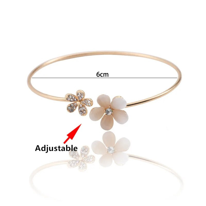 Klassikaline luksuslik trendikas naiste kristallist kaheleheline viieleheline India lilleline mansett käevõru, roostevabast terasest ehe kingitus