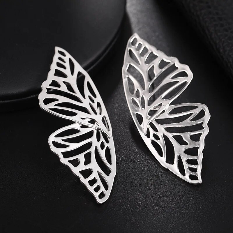 5Colors Hiphop Big Butterfly Stud Stud Auskars Sievietēm Metāla Eņģelis Spārns Piekarināms Auss Hiperbola Rotaslietas Dāvana Valentīna dienai