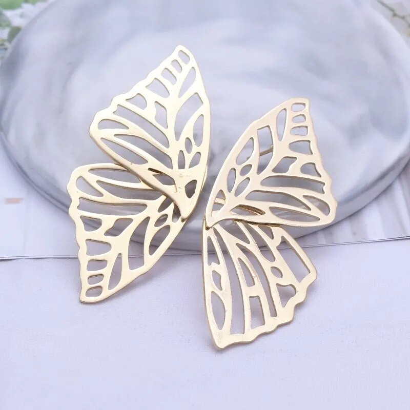 5Colors Hiphop Big Butterfly Stud Stud Auskars Sievietēm Metāla Eņģelis Spārns Piekarināms Auss Hiperbola Rotaslietas Dāvana Valentīna dienai
