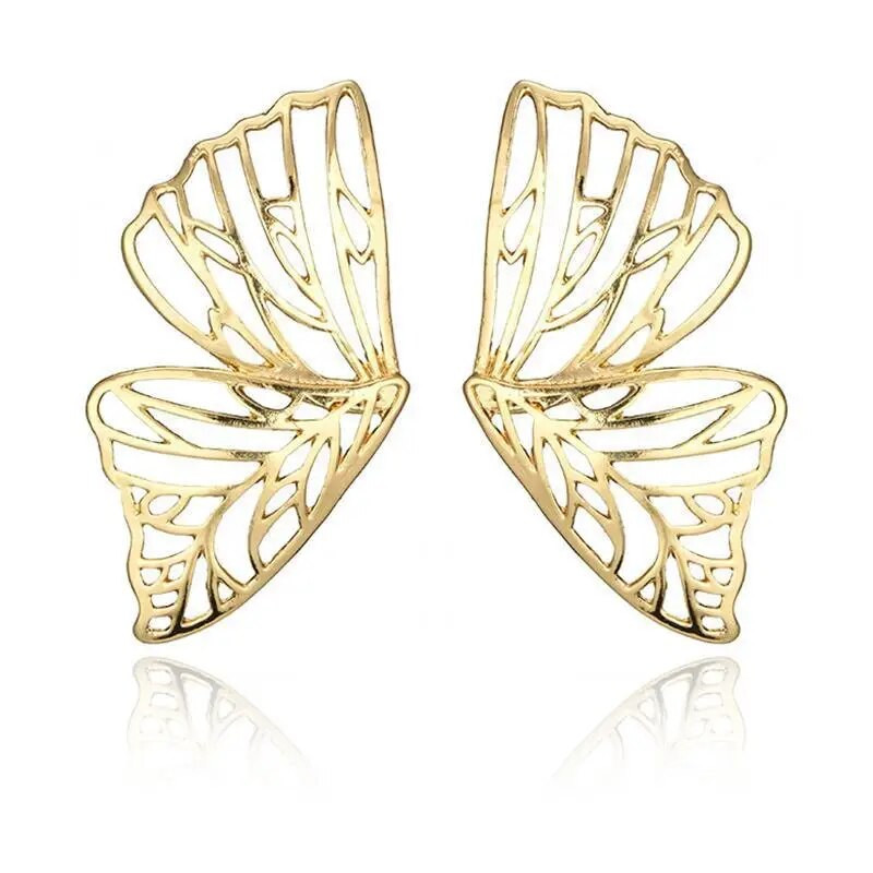 5Colors Hiphop Big Butterfly Stud Stud Auskars Sievietēm Metāla Eņģelis Spārns Piekarināms Auss Hiperbola Rotaslietas Dāvana Valentīna dienai