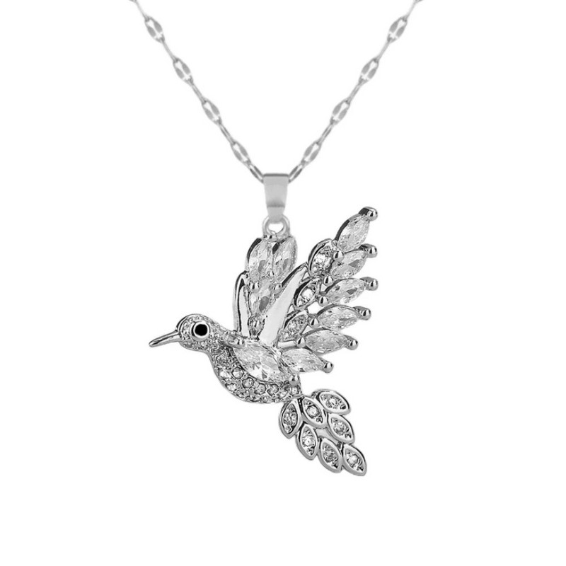 [επιχρυσωμένο ασήμι 18 καρατίων] Πολυτελές κολιέ με κρεμαστό κόσμημα από κρυστάλλινα πτηνά Βαβυλωνίας Κομψό Αξεσουάρ κοσμημάτων για πάρτι γενεθλίων σε δεξίωση