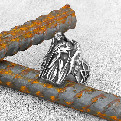 Винтидж мъжки викинг пръстен с гарван от неръждаема стомана Nordic Fashion Amulet Teen Multistyle Viking Jewelry Висулка Аксесоар за подарък
