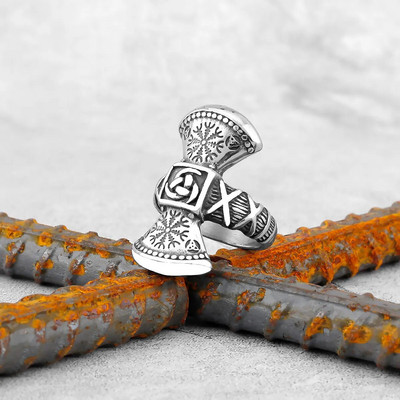 Винтидж мъжки викинг пръстен с гарван от неръждаема стомана Nordic Fashion Amulet Teen Multistyle Viking Jewelry Висулка Аксесоар за подарък
