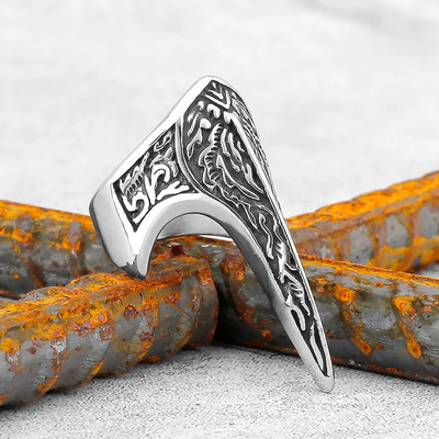 Винтидж мъжки викинг пръстен с гарван от неръждаема стомана Nordic Fashion Amulet Teen Multistyle Viking Jewelry Висулка Аксесоар за подарък