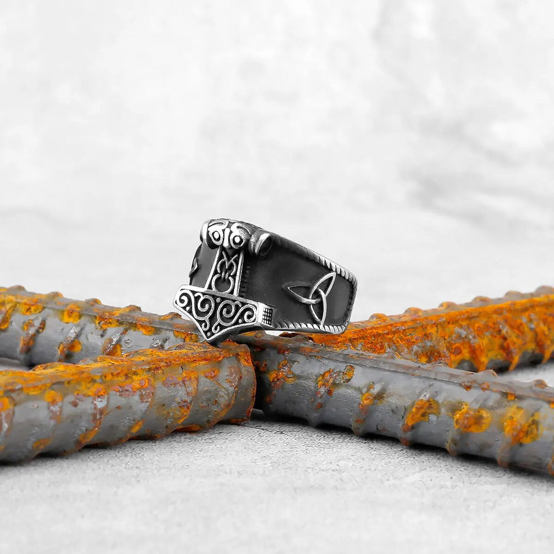 Винтидж мъжки викинг пръстен с гарван от неръждаема стомана Nordic Fashion Amulet Teen Multistyle Viking Jewelry Висулка Аксесоар за подарък