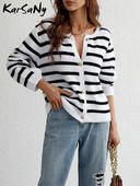 Stripe Cardigan Moteriškas megztinis striukė 2023 m. rudens rožinė moteriška mezgimo paltai Vintažiniai moteriški kišeniniai megzti megztiniai žieminiai