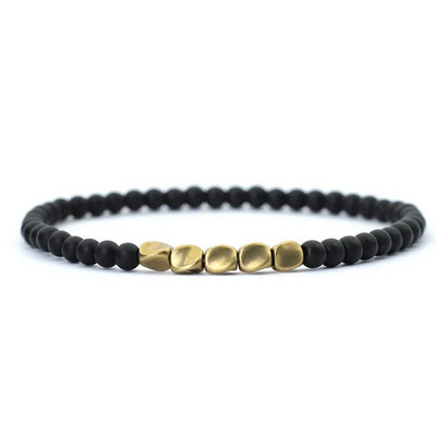 Antik kézzel készített 4 mm-es természetes kő gyöngyök karkötő kis réz gyöngyös tigrisszem hematit karkötő férfiaknak karszalag ékszer Homme