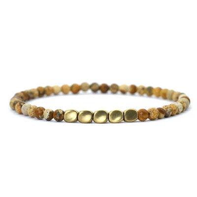 Antik kézzel készített 4 mm-es természetes kő gyöngyök karkötő kis réz gyöngyös tigrisszem hematit karkötő férfiaknak karszalag ékszer Homme