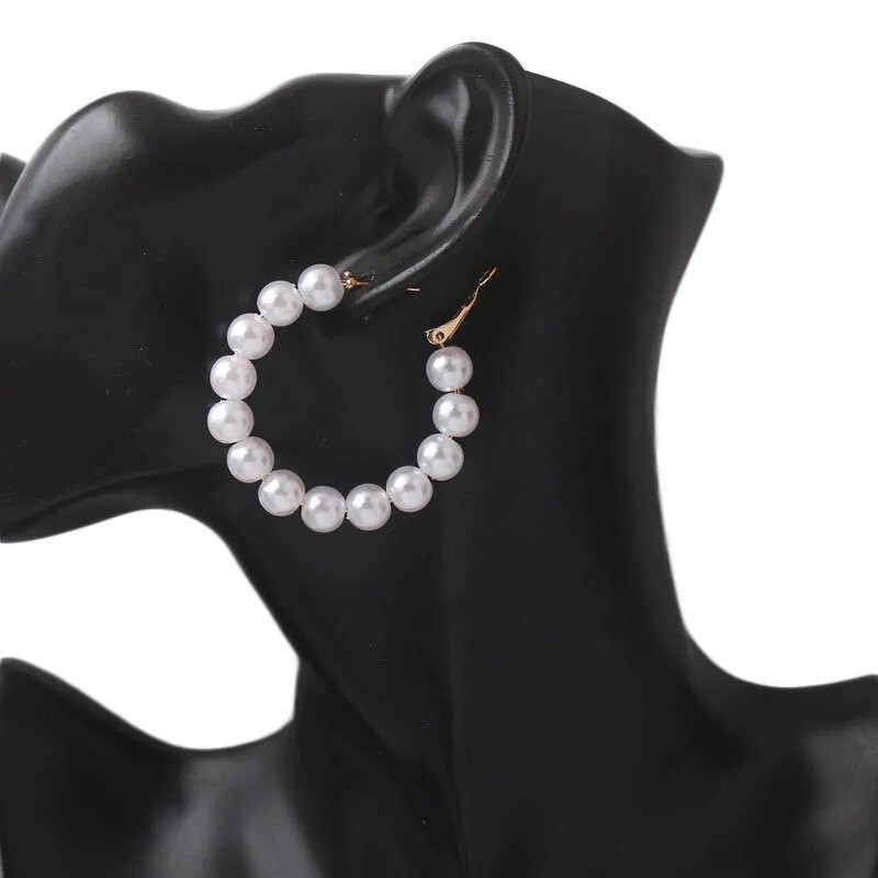 Imitaiton Pearl Hoop fülbevaló nőknek Elegáns koreai divat lányok fül kiegészítők fehér színű gyöngy fülbevaló esküvői ékszerek