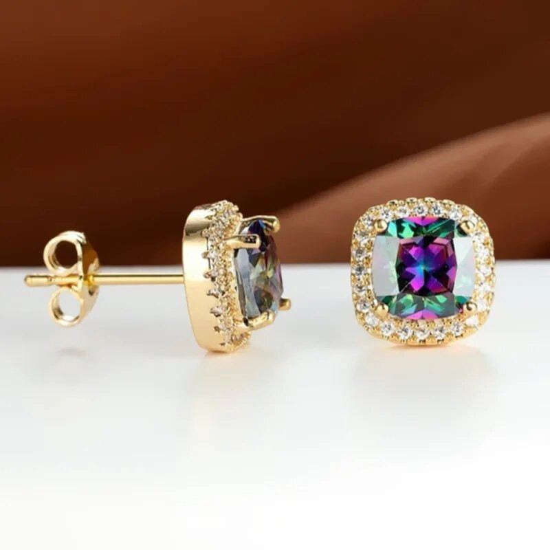 Modes krāsu cirkona auskari sievietēm kāzu rotaslietas krāsa kristāla auskari sievietēm saderināšanās gadadienā dāvana korejiešu mode