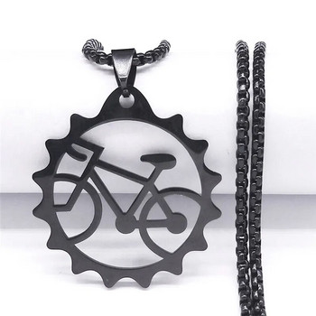 Гуми Велосипед Колиета с дълги вериги от неръждаема стомана Дамски/мъжки Черен цвят Велосипедни колиета Бижута яка hombre bicicleta N2653S1