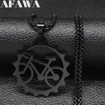 Гуми Велосипед Колиета с дълги вериги от неръждаема стомана Дамски/мъжки Черен цвят Велосипедни колиета Бижута яка hombre bicicleta N2653S1