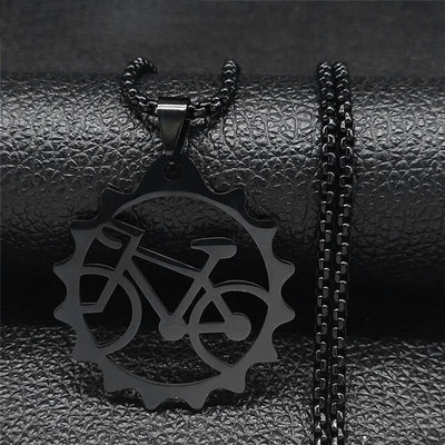 Rehvid Jalgrattad roostevabast terasest pika ketiga kaelakeed naiste/meeste musta värvi jalgratta kaelakeed ehted krae hombre bicicleta N2653S1