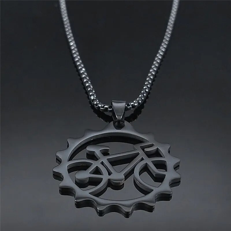 Rehvid Jalgrattad roostevabast terasest pika ketiga kaelakeed naiste/meeste musta värvi jalgratta kaelakeed ehted krae hombre bicicleta N2653S1