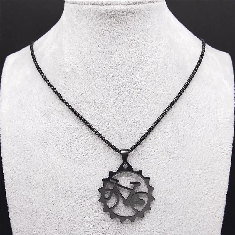 Rehvid Jalgrattad roostevabast terasest pika ketiga kaelakeed naiste/meeste musta värvi jalgratta kaelakeed ehted krae hombre bicicleta N2653S1