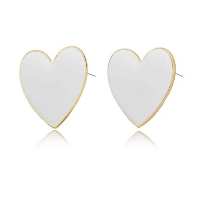 Minimālistiski sirds auskari ielas stila melni balti rozā dzelteni auskari sievietēm korejiešu modes mīlestības sirds emaljas auskari