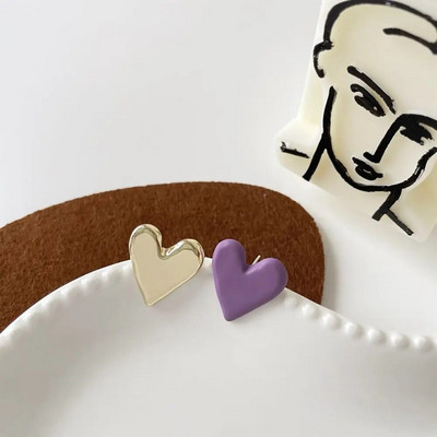 Minimālistiski sirds auskari ielas stila melni balti rozā dzelteni auskari sievietēm korejiešu modes mīlestības sirds emaljas auskari