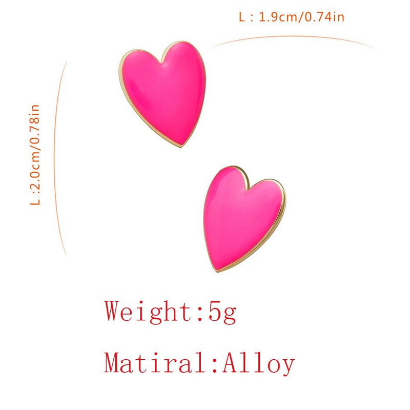 Minimālistiski sirds auskari ielas stila melni balti rozā dzelteni auskari sievietēm korejiešu modes mīlestības sirds emaljas auskari