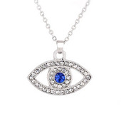 Skysuk elegants, sudraba pārklājums, zils kristāls, kalnu strasts, Evil Eye kulonu kaklarota ķēde, šarms modes sieviešu rotaslietas dzimšanas dienas dāvanas