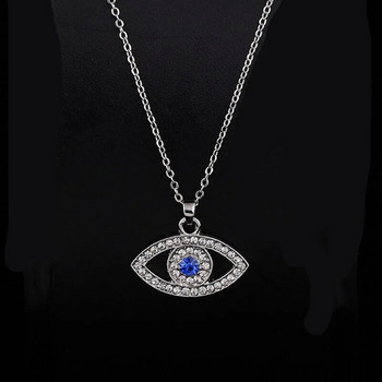 Skysuk Κομψό επάργυρο μπλε κρύσταλλο κολιέ Κακό μάτι Κρεμαστό κολιέ Αλυσίδα γούρι μόδας Γυναικεία κοσμήματα Δώρα γενεθλίων