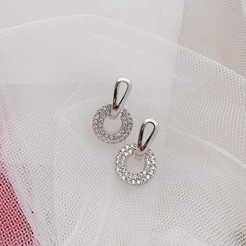 Κορεατική μόδα σκουλαρίκια ζιργκόν για γυναίκες Απλή ιδιοσυγκρασία Κρυστάλλινο στρογγυλό σκουλαρίκι Δώρο του Αγίου Βαλεντίνου Κοσμήματα γενεθλίων για πάρτι