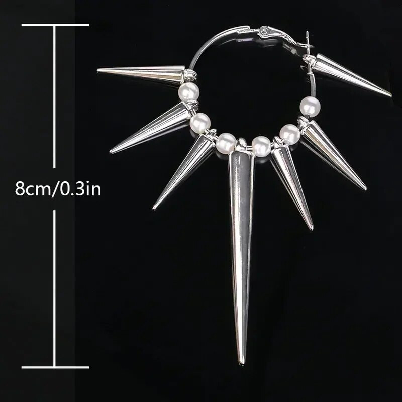 Pankroka ērkšķi kniedes stīpas auskari hip hop neparasti tapas apļveida auskari sievietēm forši meiteņu modes ballītes rotaslietas aksesuāri