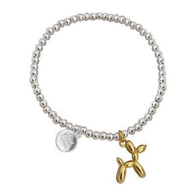 Γυναικείο βραχιόλι Δημιουργικό χαριτωμένο μπαλόνι βραχιόλια σκύλου Χάντρες αλυσίδα Γυναικεία κοσμήματα Γλυκά ζευγάρια Μόδα ελαστικό σχοινί μεταλλικό περιβραχιόνιο