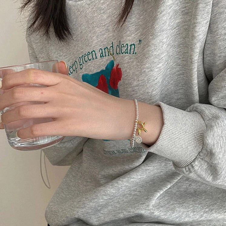 Γυναικείο βραχιόλι Δημιουργικό χαριτωμένο μπαλόνι βραχιόλια σκύλου Χάντρες αλυσίδα Γυναικεία κοσμήματα Γλυκά ζευγάρια Μόδα ελαστικό σχοινί μεταλλικό περιβραχιόνιο