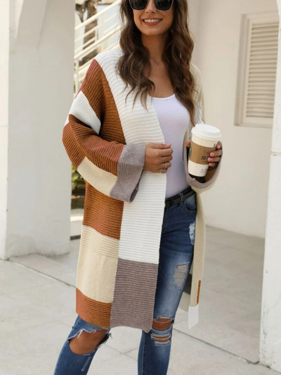 Őszi-téli új női kardigán pulóver Splicing hosszú pulóver alkalmi utcai kabát felső nagyméretű kardigán kötött kardigán felsők