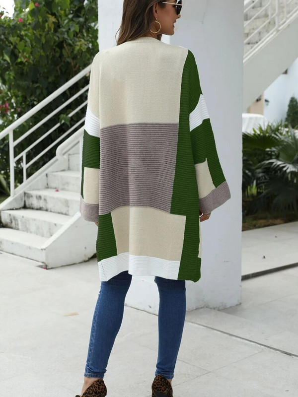 Őszi-téli új női kardigán pulóver Splicing hosszú pulóver alkalmi utcai kabát felső nagyméretű kardigán kötött kardigán felsők