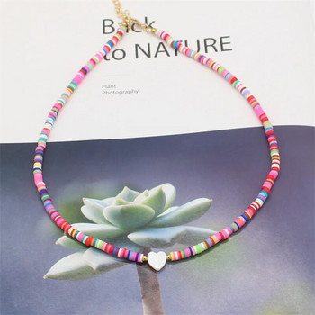 Μόδα Boho Natural Heart Shell Beads Choker 4mm Πολύχρωμο Κρεμαστό κολιέ από πολυμερικό πηλό Χειροποίητο δώρο για γυναικεία κοσμήματα παραλίας