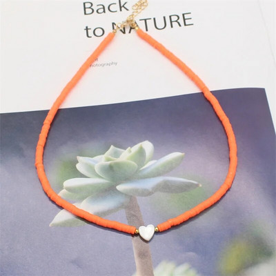 Modni boho perle od prirodnog srca u obliku školjke, ogrlica s privjeskom od 4 mm šarene ogrlice od polimerske gline, ručno rađen ženski nakit za plažu, poklon