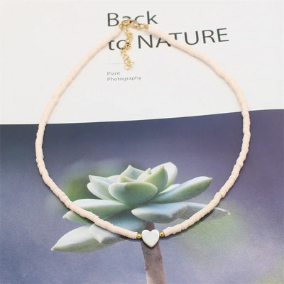 Modni boho perle od prirodnog srca u obliku školjke, ogrlica s privjeskom od 4 mm šarene ogrlice od polimerske gline, ručno rađen ženski nakit za plažu, poklon