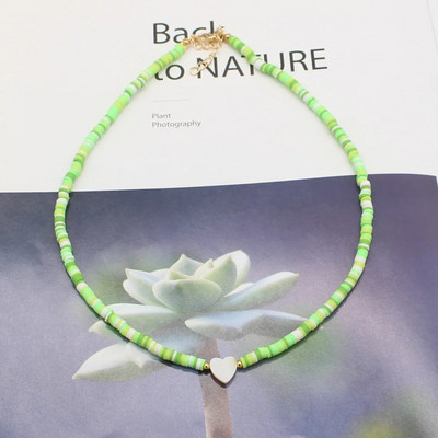 Modni boho perle od prirodnog srca u obliku školjke, ogrlica s privjeskom od 4 mm šarene ogrlice od polimerske gline, ručno rađen ženski nakit za plažu, poklon