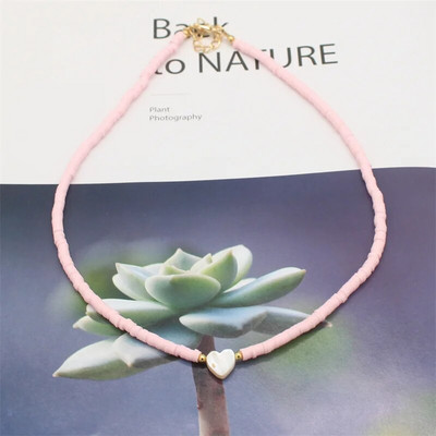 Modni boho perle od prirodnog srca u obliku školjke, ogrlica s privjeskom od 4 mm šarene ogrlice od polimerske gline, ručno rađen ženski nakit za plažu, poklon